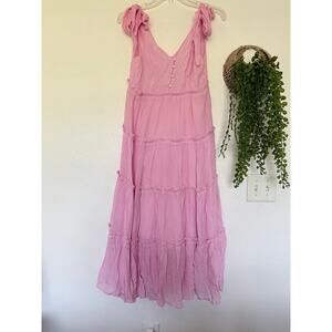 Pink Listicle Mid - Maxi boutique layered tiered dress Size S